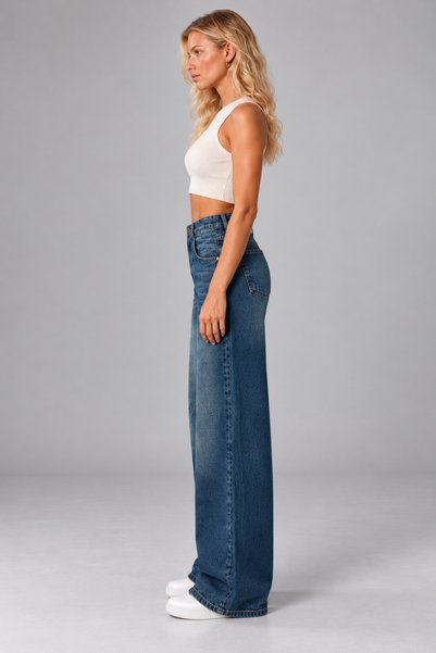 OnPelin jeans ARKA KEMER TOKALI BOL PAÇA BAGGY