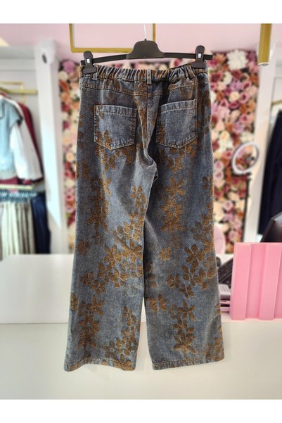 my312 kadın lacivert desenli denim pantolon