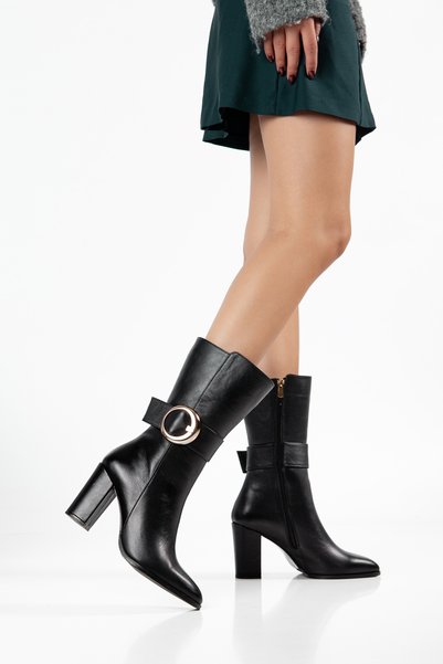ANALİN SHOES Γυναικεία μπότες μέχρι το γόνατο με αγκράφα από γνήσιο δέρμα και...