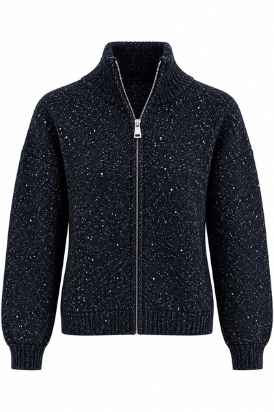 HAZELANNA Siyah Sim İplikli Fermuarlı Hırka