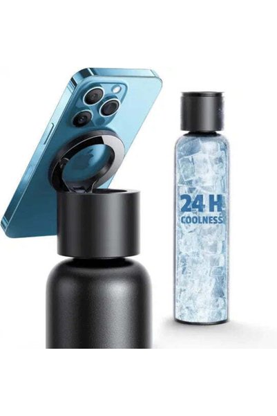 Amara Vacuum Insulated Water Bottle with Phone Holder Lid