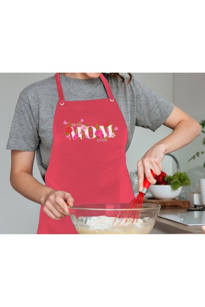 Bk Gift مريلة مطبخ حمراء مصممة لعيد الأم الاحترافية، مريلة الشيف، مريلة الشيف...