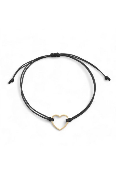 Jewelivery 18Kt Gold Heart Rope Bracelet B1Y161_black