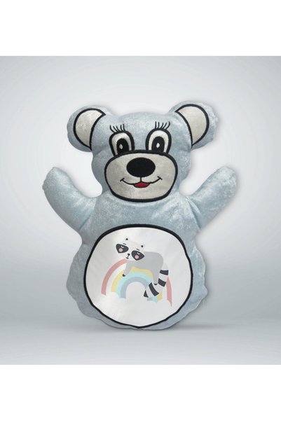 Bk Gift وسادة على شكل دب أزرق بتصميم قوس قزح - 1