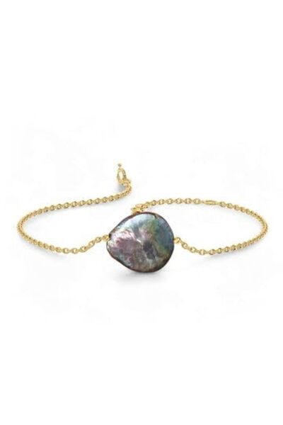 Jewelivery , Bracelet, 18KT Yellow Gold B1YP18, Black Accent Design, Modern L...