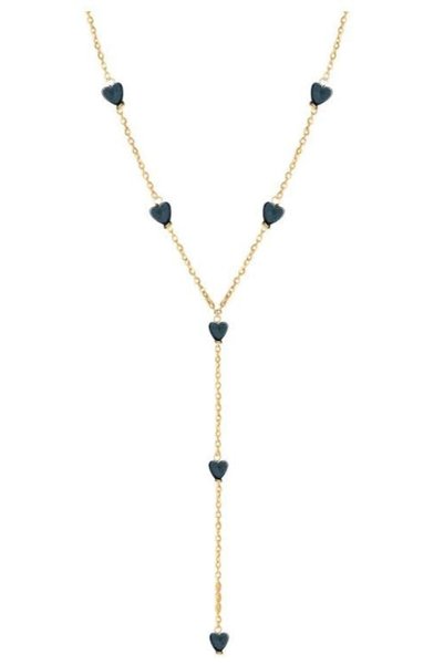 Jewelivery , Heart Necklace, Hematite Hearts, Adjustable 42–45cm, Chic Design