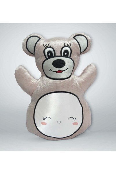 Bk Gift Cream-Colored Teddy Bear Pillow with a Cute Face Design - 1