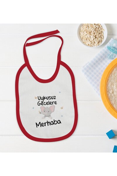 Bk Gift BK Kids "Hello Sleepless Nights" Printed Red Baby Bib - 1