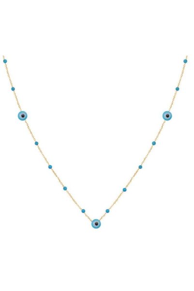 Jewelivery , Eye Necklace, Eye Turquoise, Adjustable 35.5–38.5cm, Elegant Design