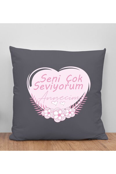 Bk Gift Mother's Day Designed Anthracite Throw Pillow, Gift for Mother, Home ...