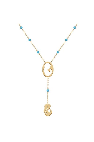 Jewelivery 18Kt Gold Mary Necklace with Feyrouz Stones N1YK70 | 7 Feyrouz Sto...