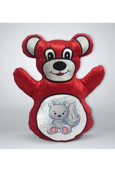 Bk Gift وسادة على شكل دب أحمر بتصميم قطة لطيفة - 1