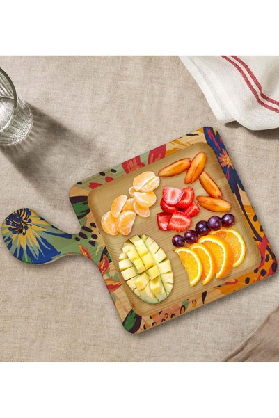 Bk Gift Square-Shaped Natural Wood Serving and Presentation Plate with Flower...