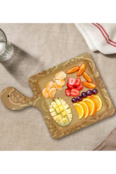 Bk Gift Square-Shaped Natural Wood Serving and Presentation Plate with Retro ...
