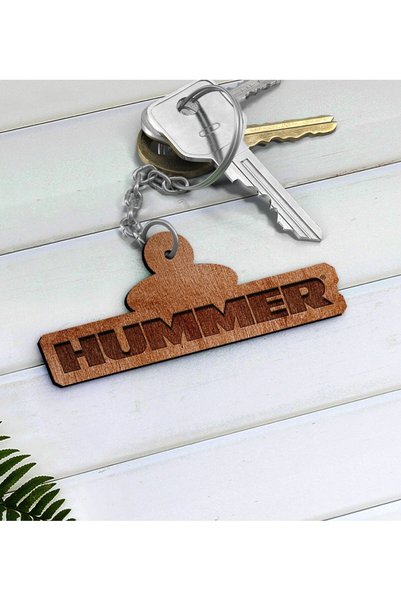 Bk Gift Hummer Logo Wooden Keychain-1