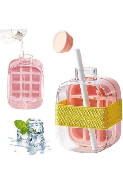 Maxmana Secret Ice Cube Bottle 2 in 1 Touch-Free Ice Cube Tray Water Bottle w...