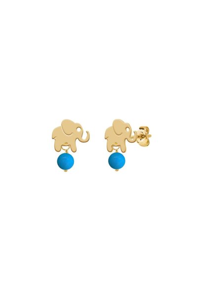 Jewelivery 18Kt Gold Elephant Earrings for Newborns E1Y32