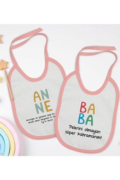 Bk Gift BK Kids Mom and Dad-Designed 2-Pack Pink Baby Bibs-4