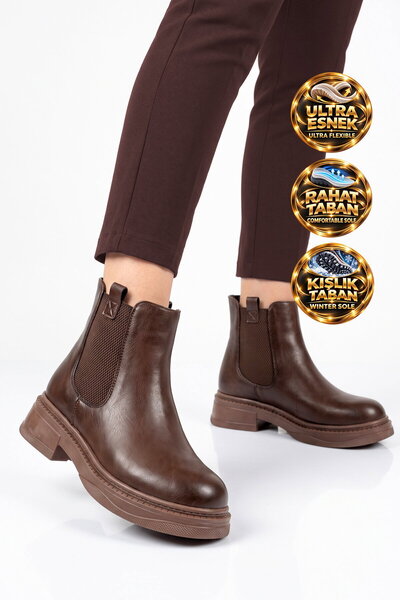 AYAKMOD Coffee-Colored, Side-Elasticated, Thick Rubber Sole, Stylish Women's ...