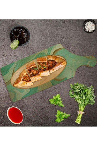 Bk Gift Rectangular Natural Wood Serving and Presentation Plate with Marble D...