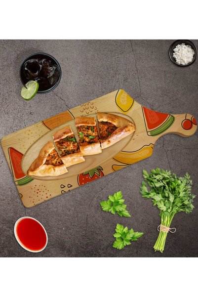 Bk Gift Rectangular Natural Wood Serving and Presentation Plate with Fruit De...