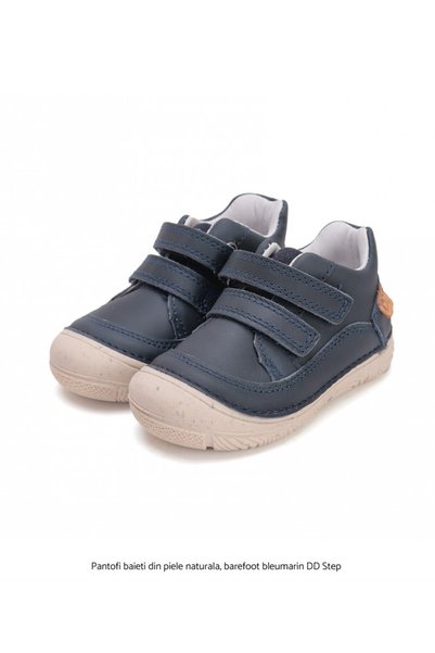 D.D.step Pantofi baieti din piele naturala, barefoot bleumarin DD Step