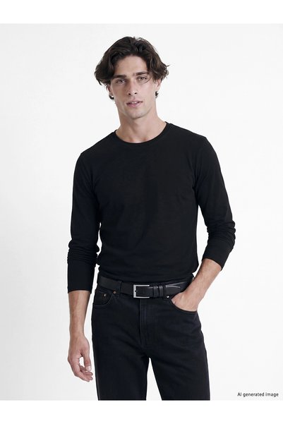 LC Waikiki Lcwaikiki Classic Black Crew Neck Long Sleeve Men's T-Shirt