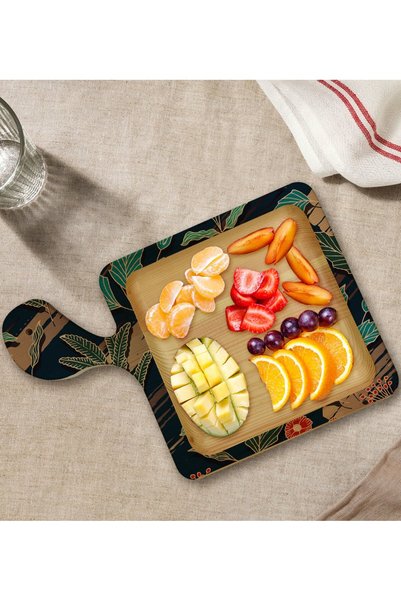 Bk Gift Square-Shaped Natural Wood Serving and Presentation Plate with Flower...
