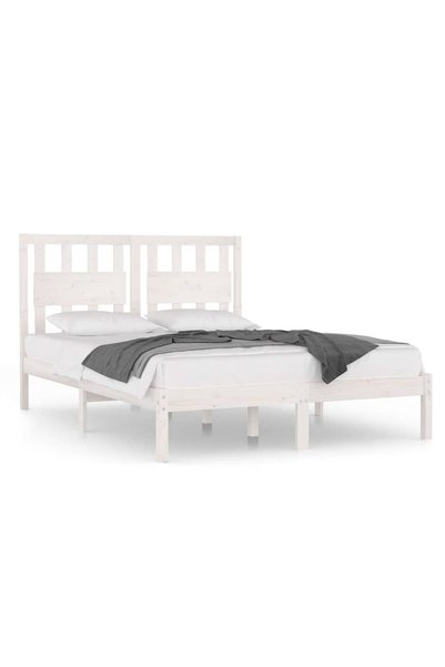 Syfax Cadru de pat, alb, 140x190 cm, lemn masiv de pin