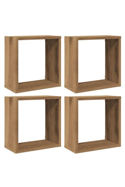 Syfax Rafturi de perete cub 4 buc. stejar artizanal, 30x15x30 cm lemn