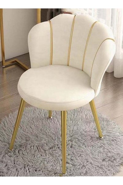 Generic Brand Kutis 1-Piece Metal Makeup Chair For Bedroom Living Room Velvet...