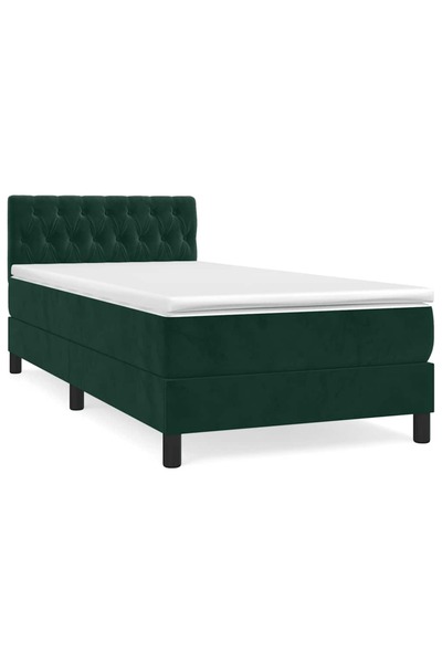 Syfax Pat box spring cu saltea, verde închis, 100x200 cm, catifea