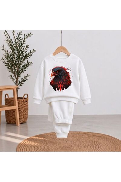 playwear Timski duks Sharp Eagle Crveni sa printom za devojčice i dečake, okr...