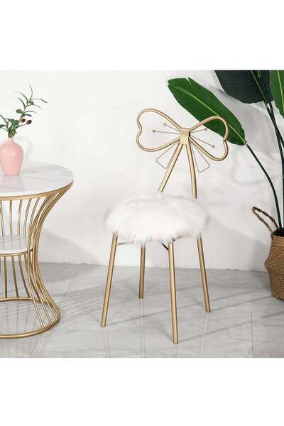 Generic Brand LINGWEI Makeup Chair Golden Backrest Dressing Metal Dining Chai...
