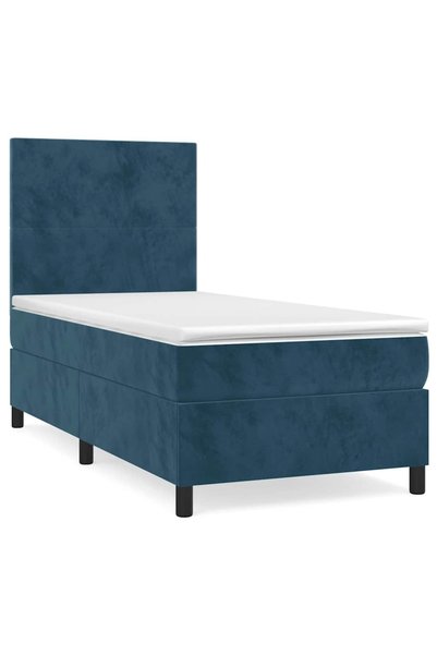Syfax Pat box spring cu saltea, albastru închis, 80x200 cm, catifea