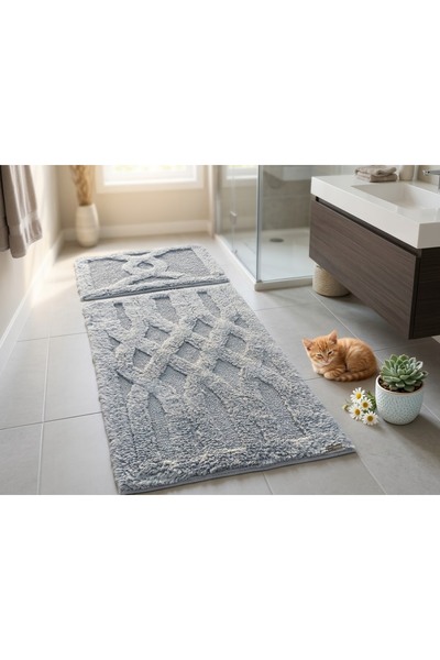 SN COTTONIA HOME Royal Tuft Crystal Set, 2-Piece (60x100 cm & 50x60 cm), Gray