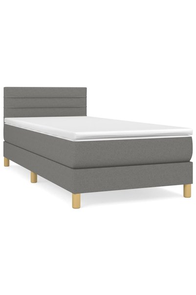 Syfax Pat box spring cu saltea, gri închis, 80x200 cm, textil