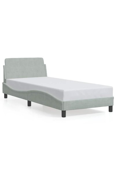 Syfax Cadru de pat, Dover, gri deschis, 90x200 cm, catifea
