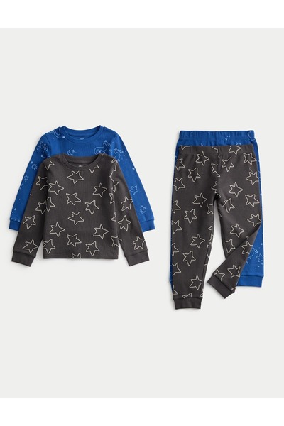 Marks & Spencer Seturi de pijamale din bumbac pur cu imprimeu stele (2 pachet...