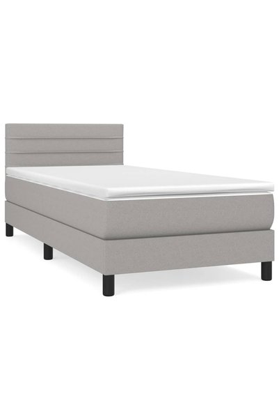 Syfax Somieră box spring cu saltea, gri deschis, 90x190 cm, textil