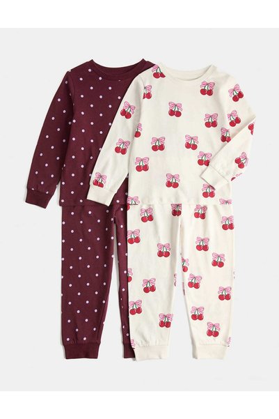 Marks & Spencer Seturi de pijamale din bumbac pur cu cireșe (2 pachete, 0-8 ani)