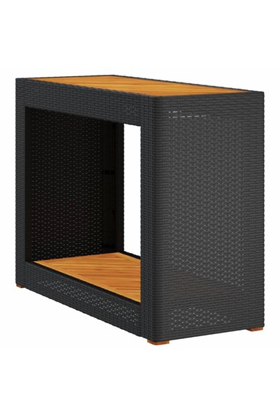 Syfax Masă laterală de grădină blat lemn negru 100x40x75 cm poliratan