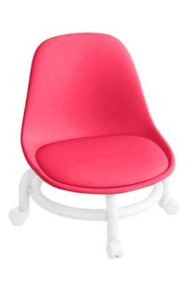 Generic Brand brunson Low Rolling Stool with Backrest PU Leather Roller Seat ...