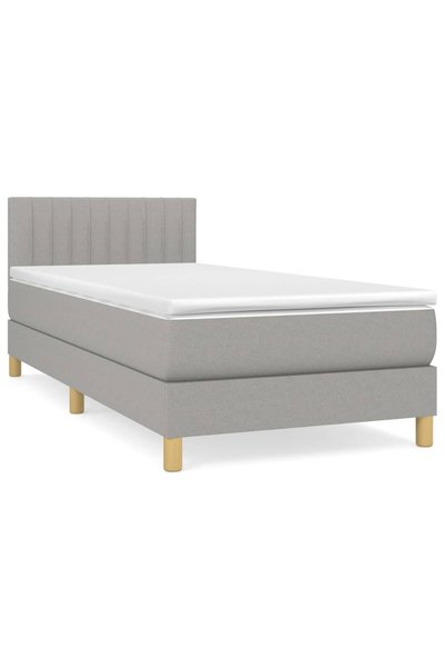 Syfax Somieră box spring cu saltea, gri deschis, 90x190 cm, textil
