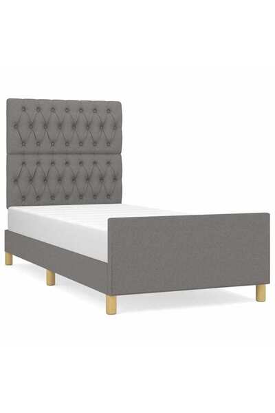 Syfax Cadru de pat fără saltea, gri închis, 100x200 cm, textil
