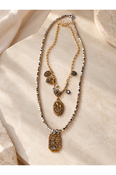 bijux by mrv ZR Vintage Dorika Beaded 2-Piece Necklace Set