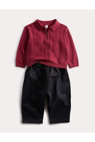 Marks & Spencer Set 2 piese: Polo tricotat cu pantaloni (0-6 ani)