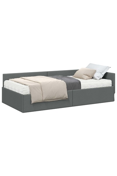 Syfax Cadru de pat colțar cu saltea 2 buc. Gri închis 90 x 190 cm