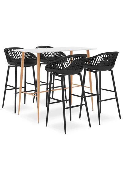 Syfax Set mobilier de bar, 5 piese, alb și negru