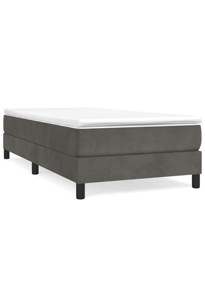 Syfax Pat box spring cu saltea, gri închis, 90x190 cm, catifea